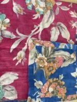 side angle spring flower blue_fuschia reversible dohar