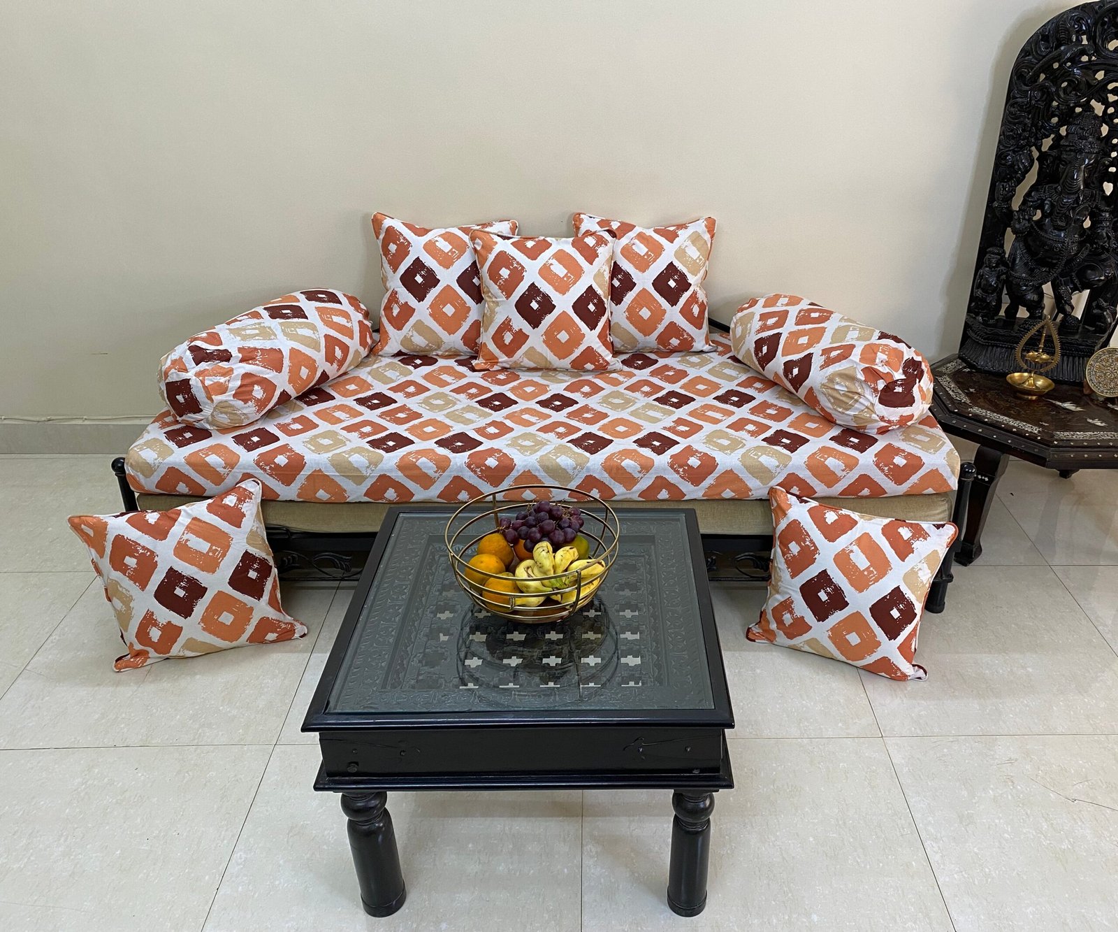 SQUARE TINTS ORANGE DIWAN SET PRODUCT IMAGE