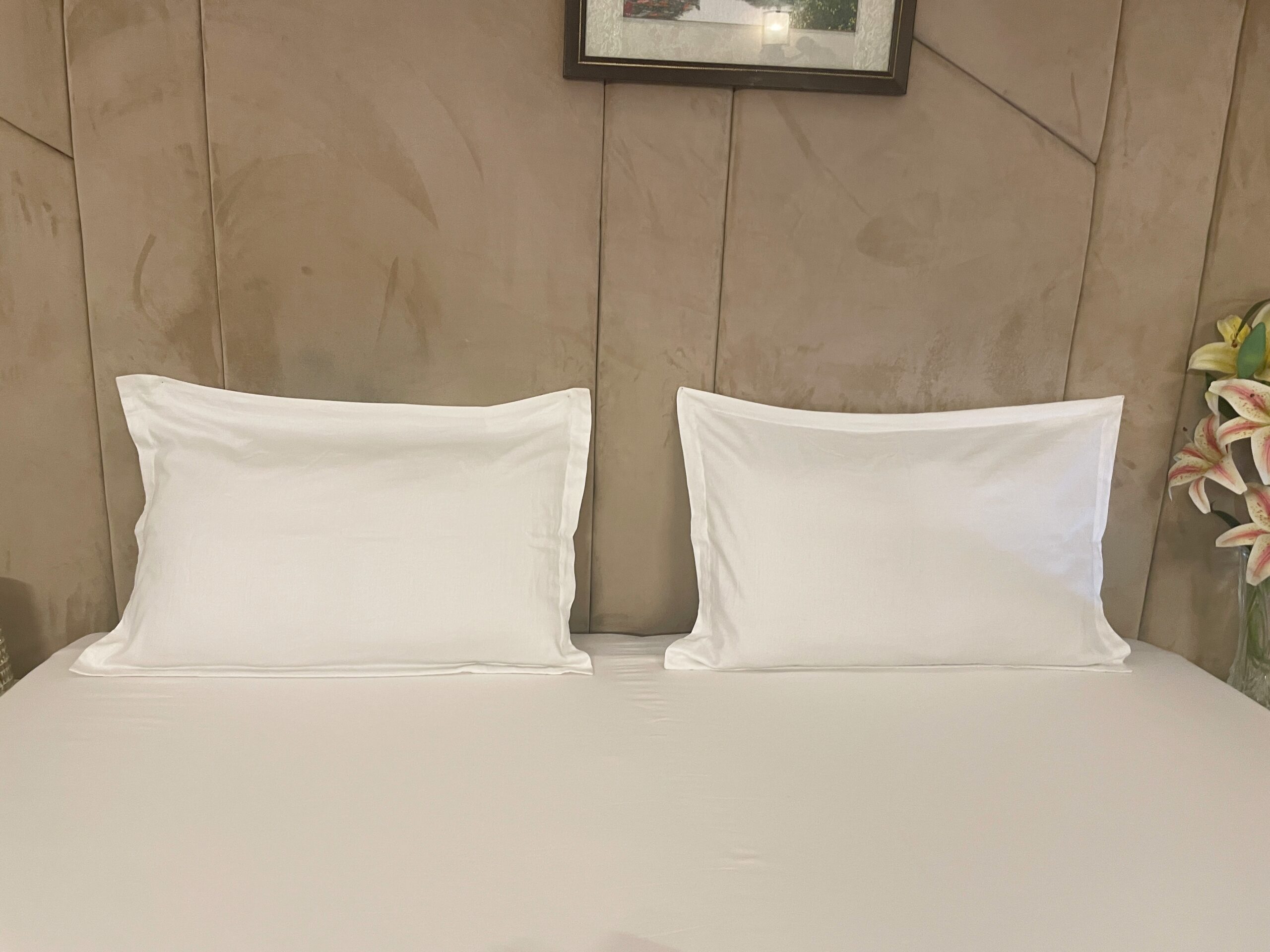 Charmeuse white satin plain bedsheet pillow image