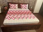 chevron pink double bedsheet front angle image
