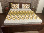 chevron yellow double bedsheet front angle image