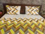 chevron yellow double bedsheet pillow image