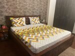 chevron yellow double bedsheet side angle image