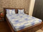 waves blue double bedsheet side angle image