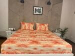 waves orange double bedsheet front angle