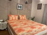 waves orange double bedsheet product image _ side angle